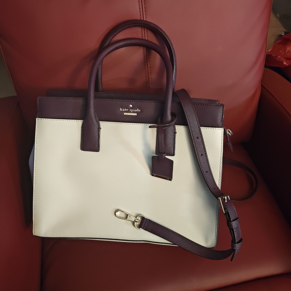 Kate Spade Cream and Purple Satchel with Structured Design - Picture 5 of 5